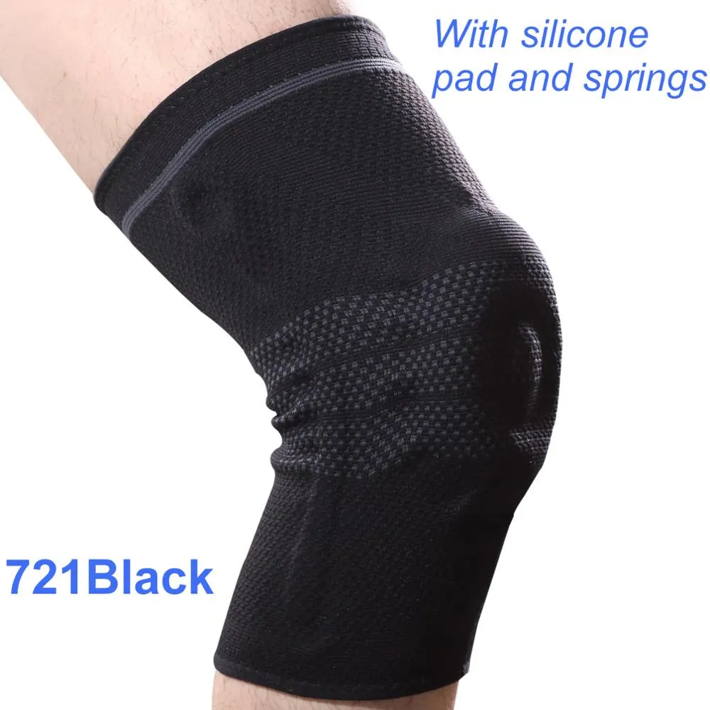 1PCS Compression Knee Support Sleeve Protector Elastic Knee Pads Brace Springs Gym Sports Basketball Volleyball Running