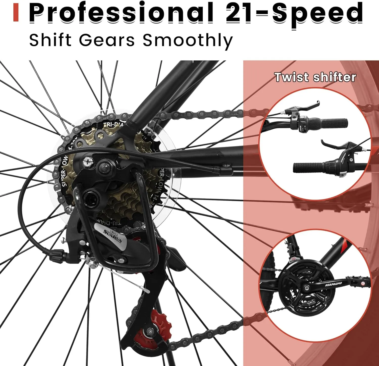 24 Inch Mountain Bike Boys Girls, Dual Full Suspension Children Bicycle to School, 21-Speed Kids Bike for 10  Years Old, Gift for Your Kids.