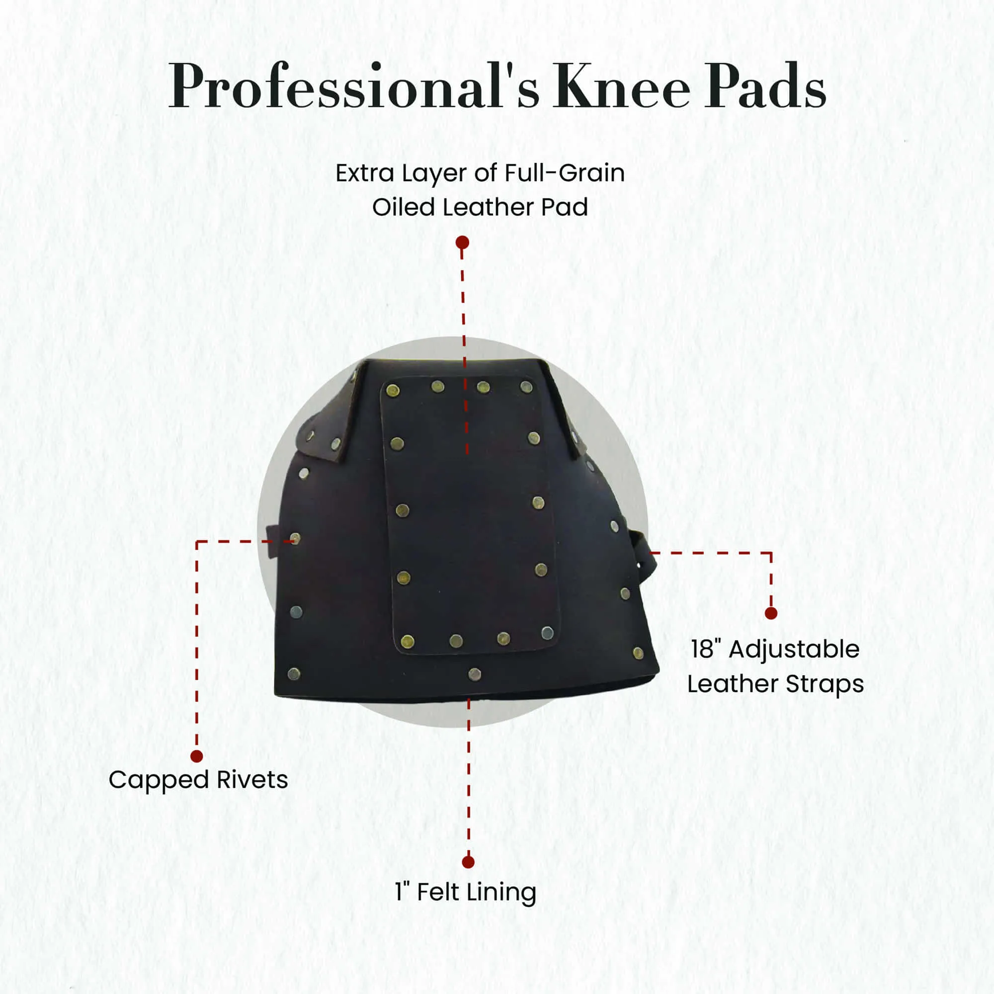 74012 - Professional's Knee Pads in Heavy Top Grain Oiled Leather