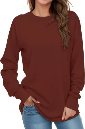 AURUZA Sweatshirt for Women Long Sleeve Crewneck Sweatshirt Women Causal Loose Fit Pullover Tunic Top Fall Clothes Shirts