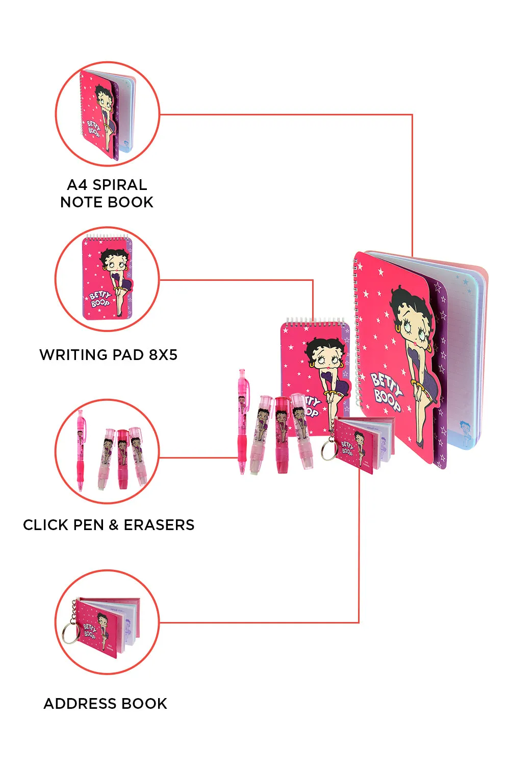 Betty Boop Star Stuck Writing Stationery Gift Set