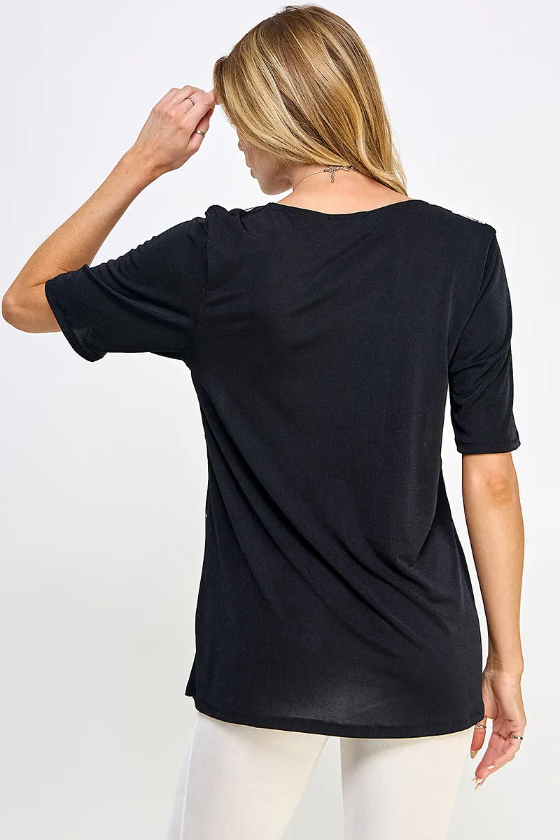 BNS Contrast Half Sleeve Top-3094BN-HRP1-C-W388