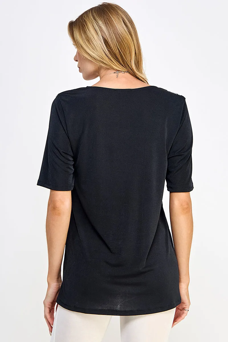 BNS Contrast Half Sleeve Top-3094BN-HRP1-C-W388