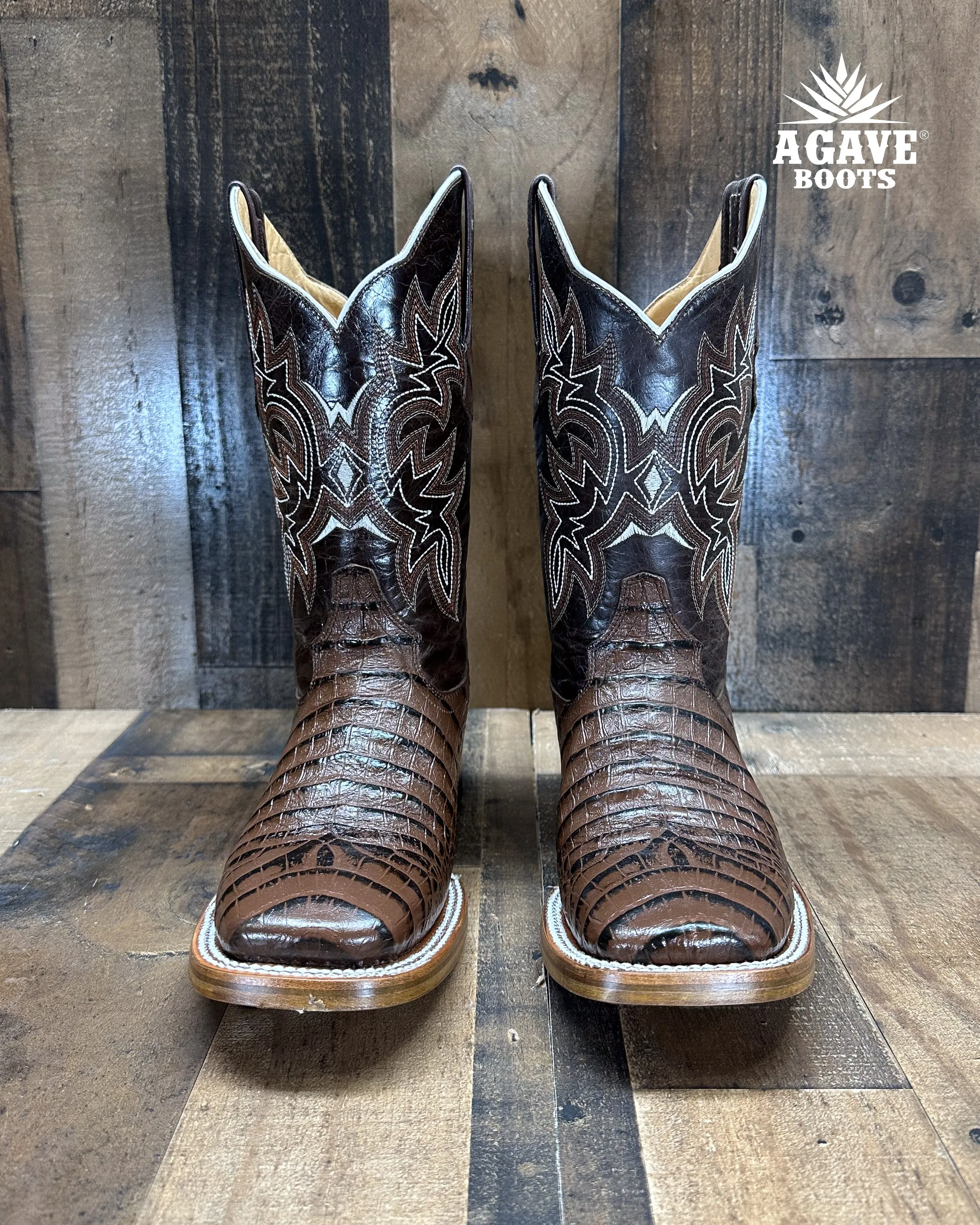 BROWN CAIMAN BELLY | MEN SQUARE TOE BOOTS