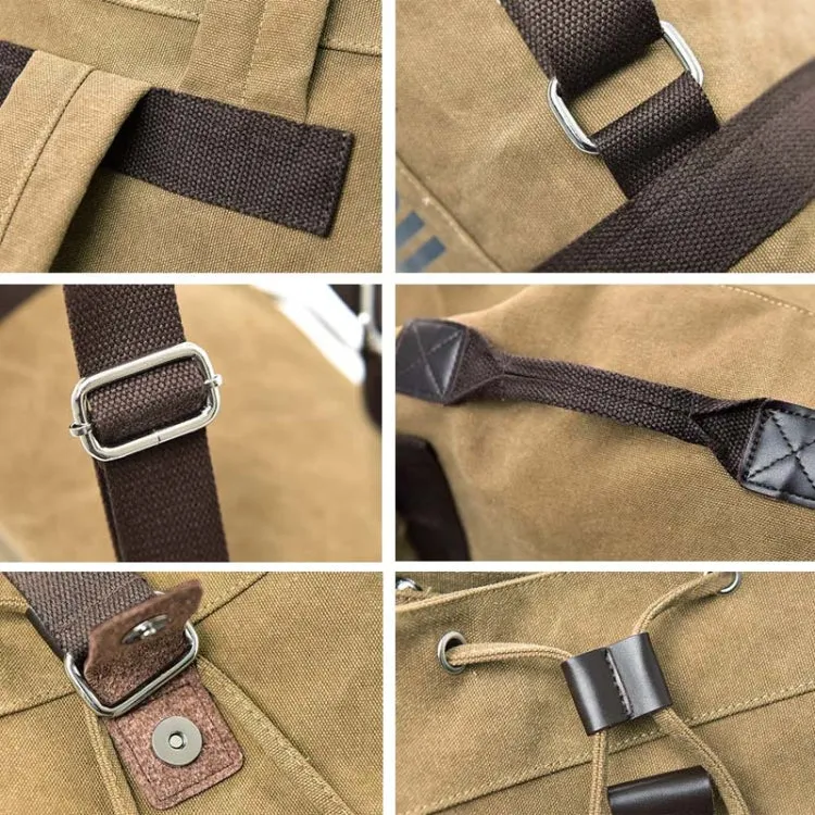 Casual Canvas Backpack Bucket Bag Computer Rucksack Travel Hiking Hand Bag, Size: Large Black
