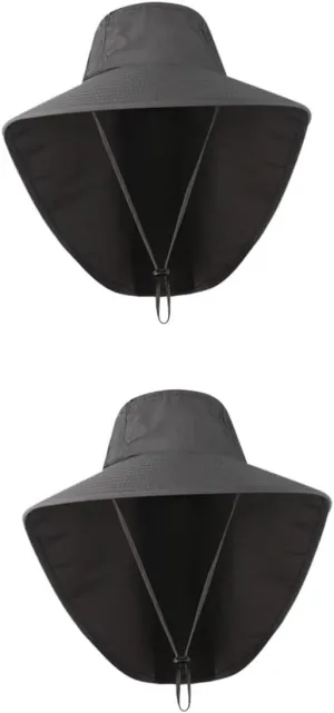 Didiseaon Outdoor UV Protection Sun Hat with Neck Flap and Wide Brim for Fishing and Climbing Chinstrap Dark Grey