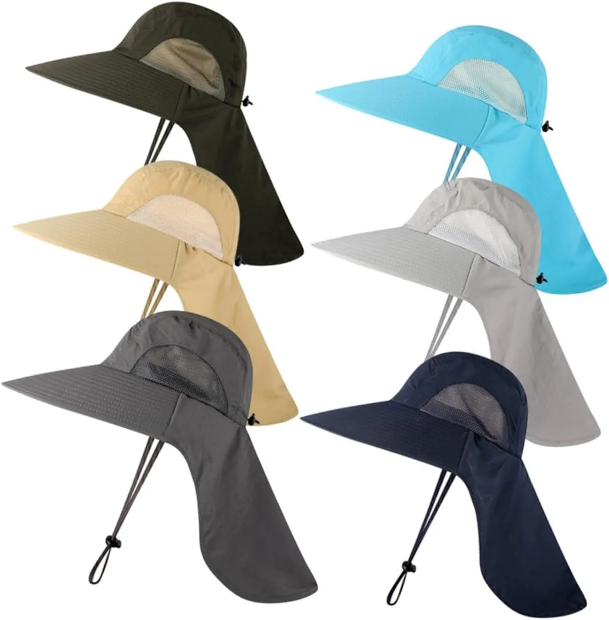 Didiseaon Outdoor UV Protection Sun Hat with Neck Flap and Wide Brim for Fishing and Climbing Chinstrap Dark Grey