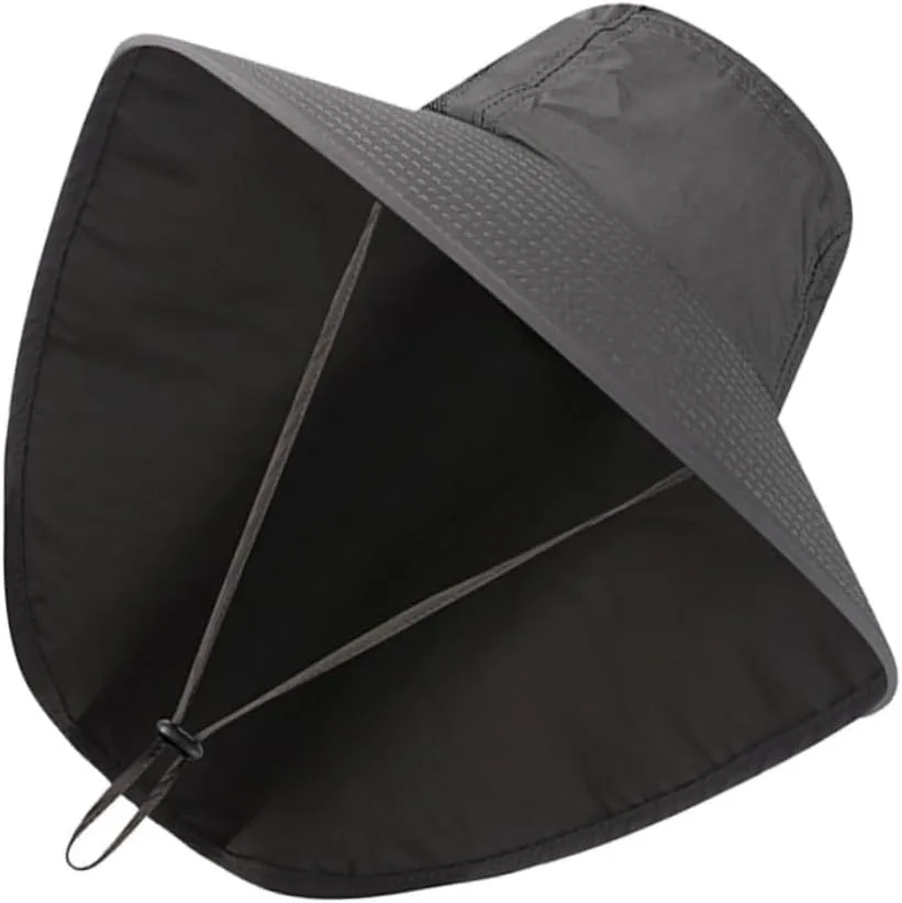 Didiseaon Outdoor UV Protection Sun Hat with Neck Flap and Wide Brim for Fishing and Climbing Chinstrap Dark Grey