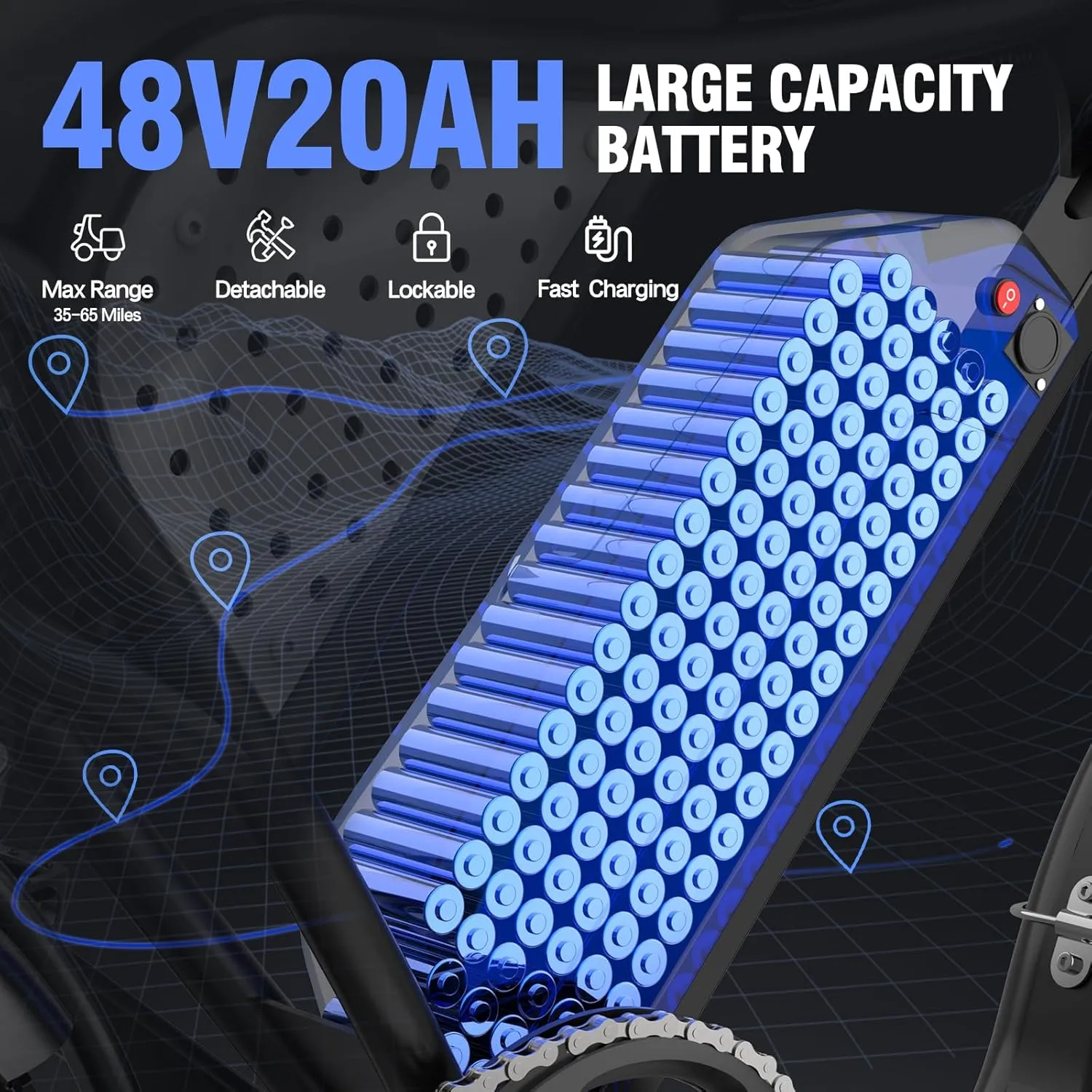 Electric Bike for Adults Q20, 2000/1500W, 37/30MPH,52V 40AH,48V/20AH E-Bike,30-180 Miles Electric Motorcycle, 20" Fat Tire Dirt Bike, UL2849 All Terrain for Mountains, Snow, Sand, Road