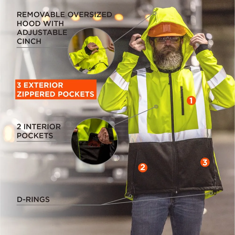 Ergodyne 23526 #8353 2XL Lime Hi-Vis Softshell Water-Resistant Jacket