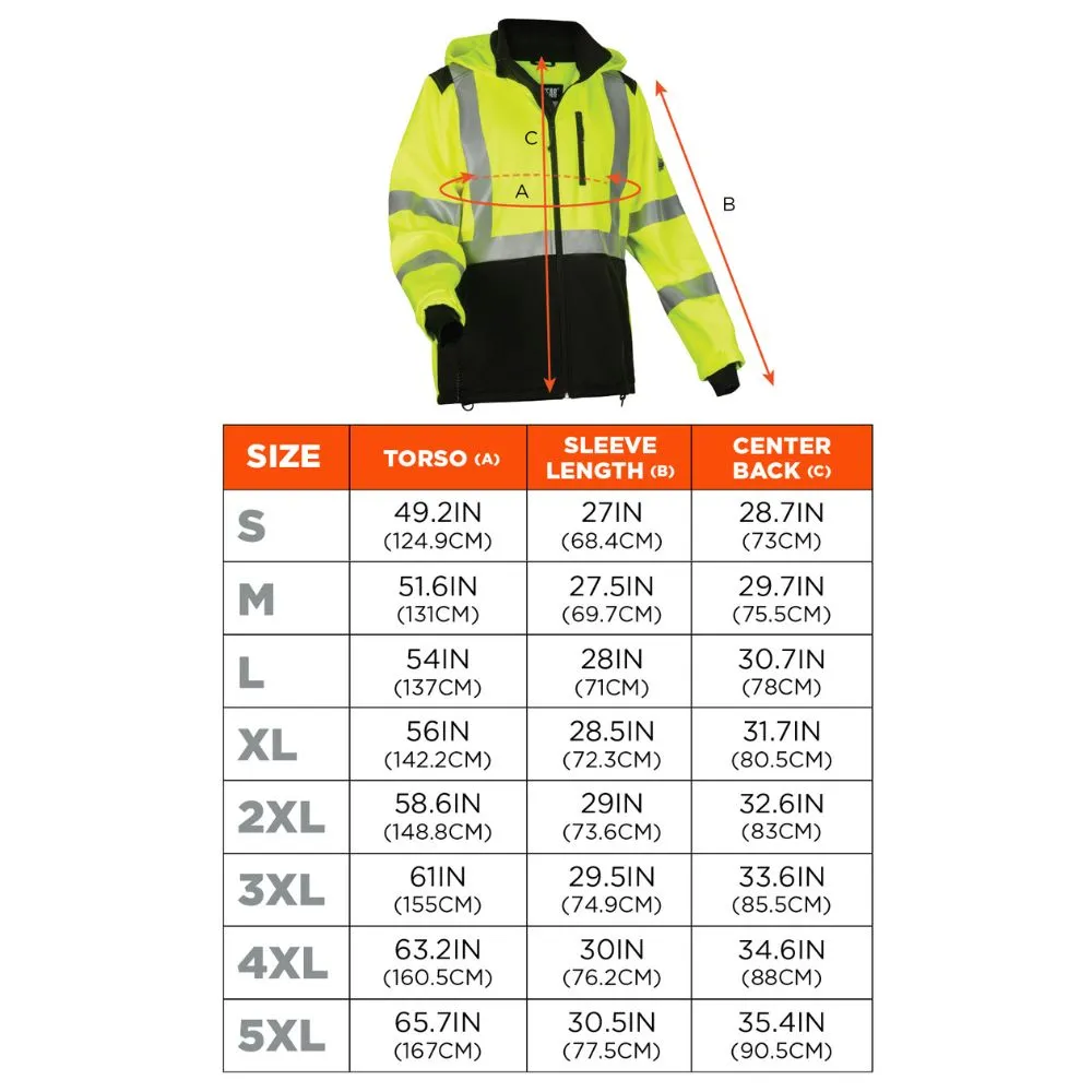 Ergodyne 23526 #8353 2XL Lime Hi-Vis Softshell Water-Resistant Jacket
