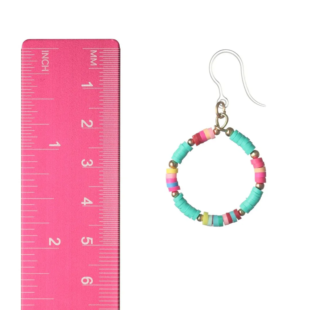 Heishi Bead Hoop Dangles Hypoallergenic Earrings for Sensitive Ears Made with Plastic Posts