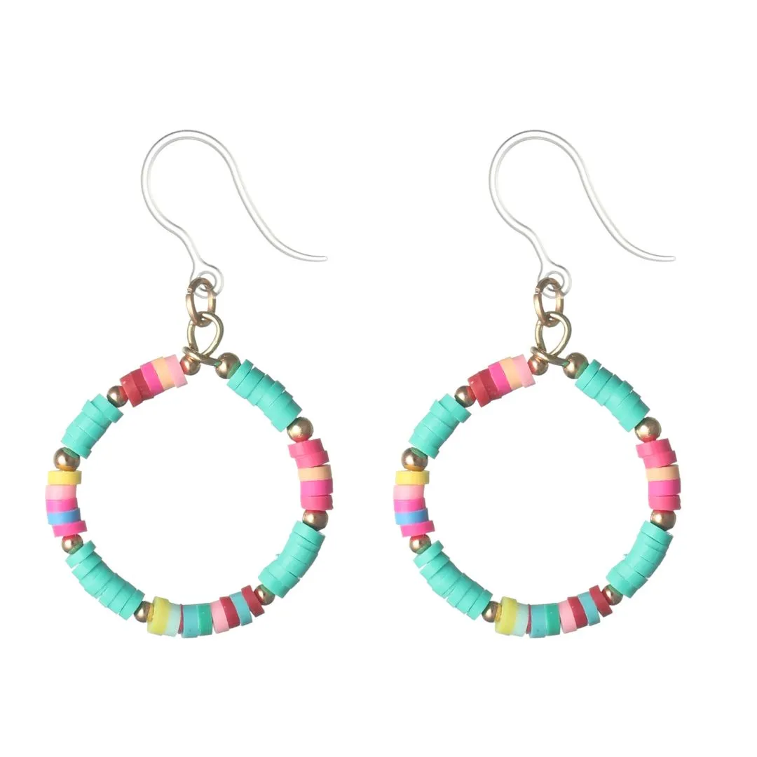 Heishi Bead Hoop Dangles Hypoallergenic Earrings for Sensitive Ears Made with Plastic Posts