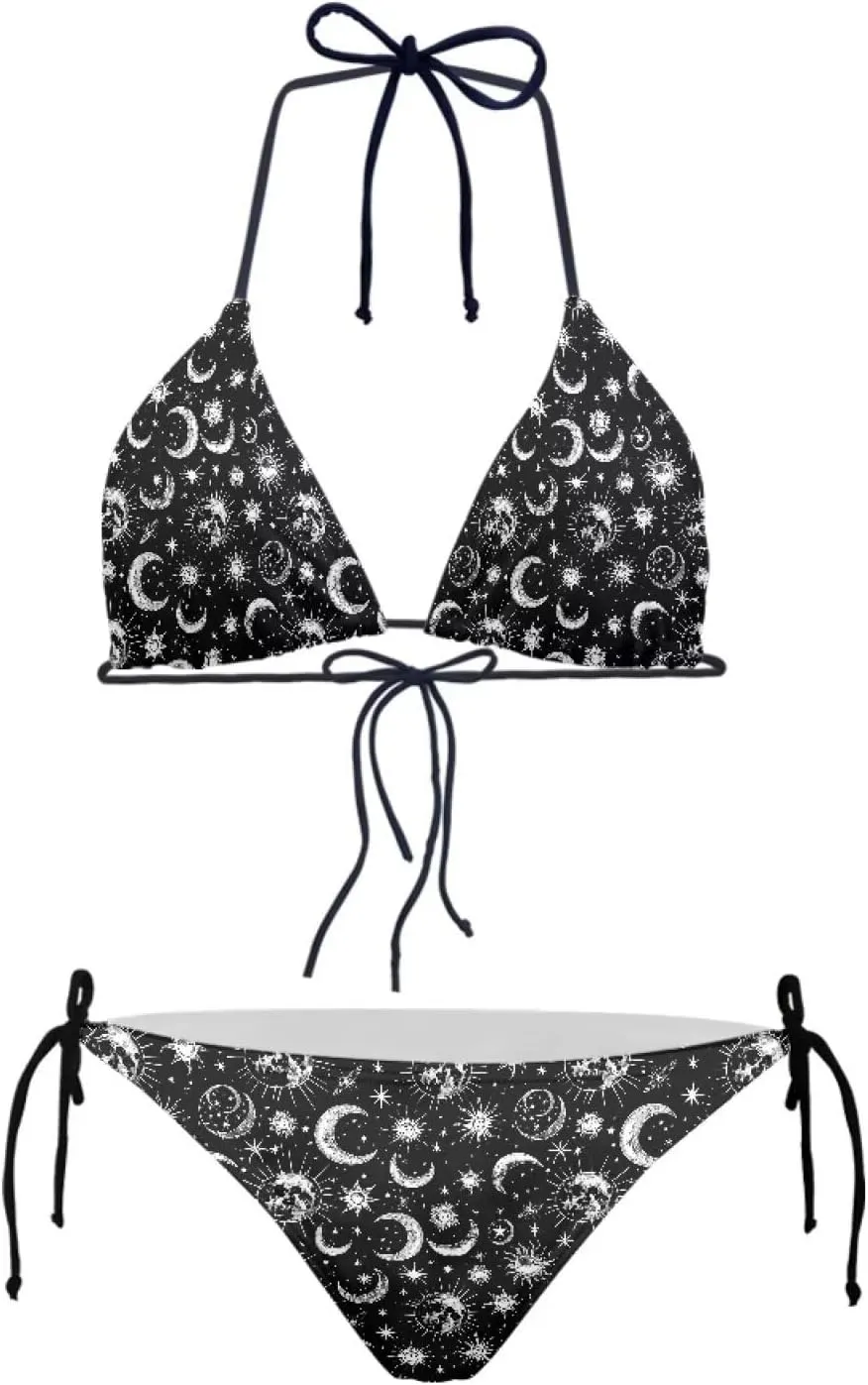 JEOCODY Women's High Waist Halter Bikini Set Two Piece Swimsuits Triangle Bikini Sets