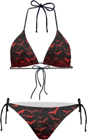 JEOCODY Women's High Waist Halter Bikini Set Two Piece Swimsuits Triangle Bikini Sets