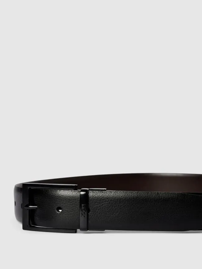Leather belt with reversible JOOP! function, dark brown