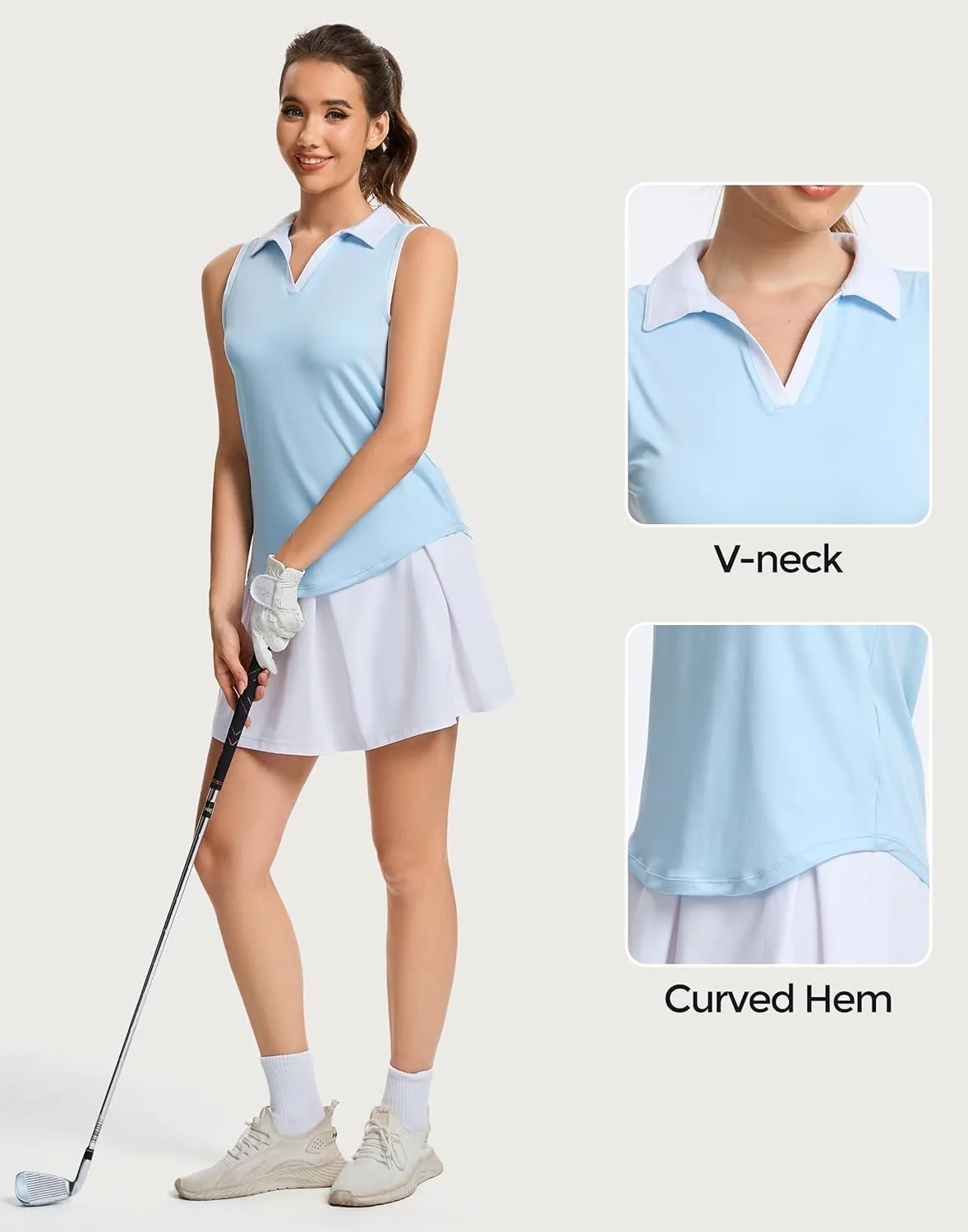 M MOTEEPI Womens Golf Shirts Sleeveless Polo Shirts for Women Quick Dry Ladies Golf Tops Tennis Athletic Polo