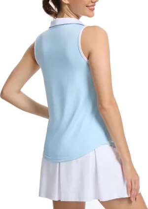 M MOTEEPI Womens Golf Shirts Sleeveless Polo Shirts for Women Quick Dry Ladies Golf Tops Tennis Athletic Polo