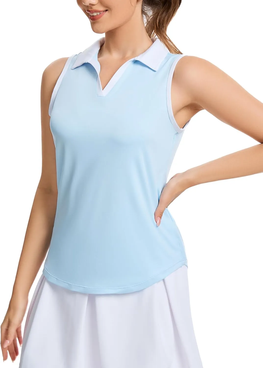M MOTEEPI Womens Golf Shirts Sleeveless Polo Shirts for Women Quick Dry Ladies Golf Tops Tennis Athletic Polo