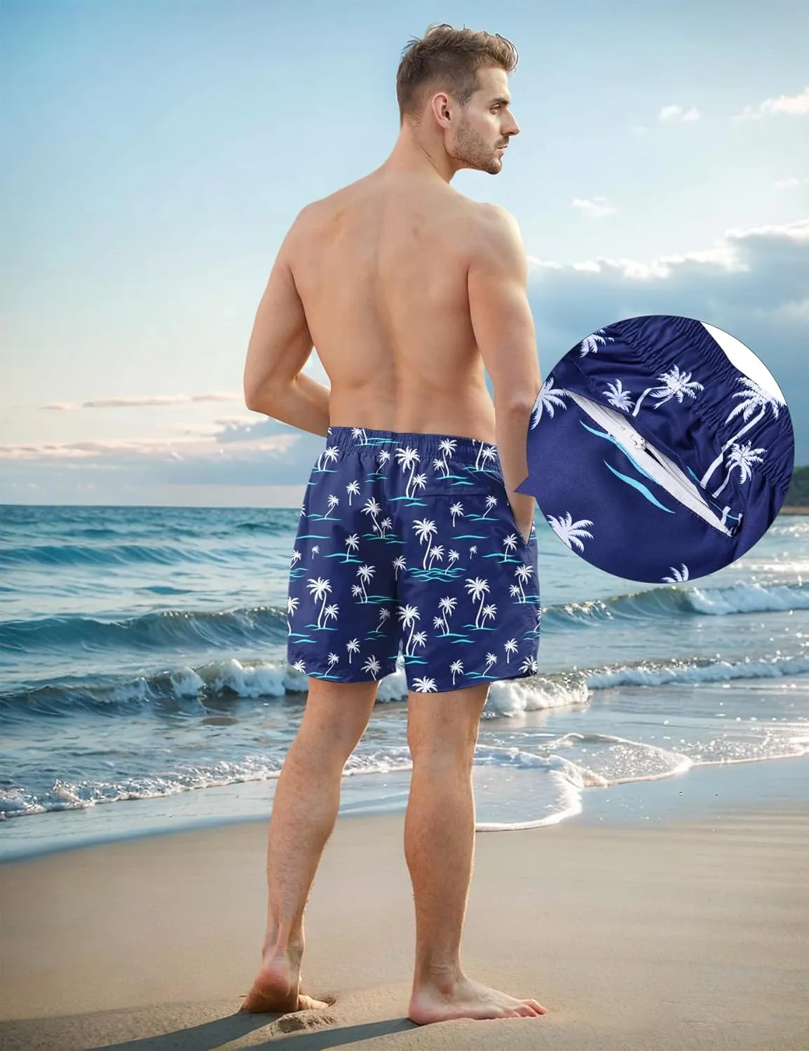 Men Swim Trunks 5.5 Inch Board Shorts 2 in 1 Swimwear with Compression Liner