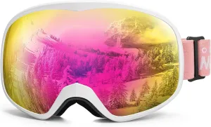 OutdoorMaster Owl Kids Ski Goggles OTG Anti-Fog Snowboard Goggles with 100% UV Protection