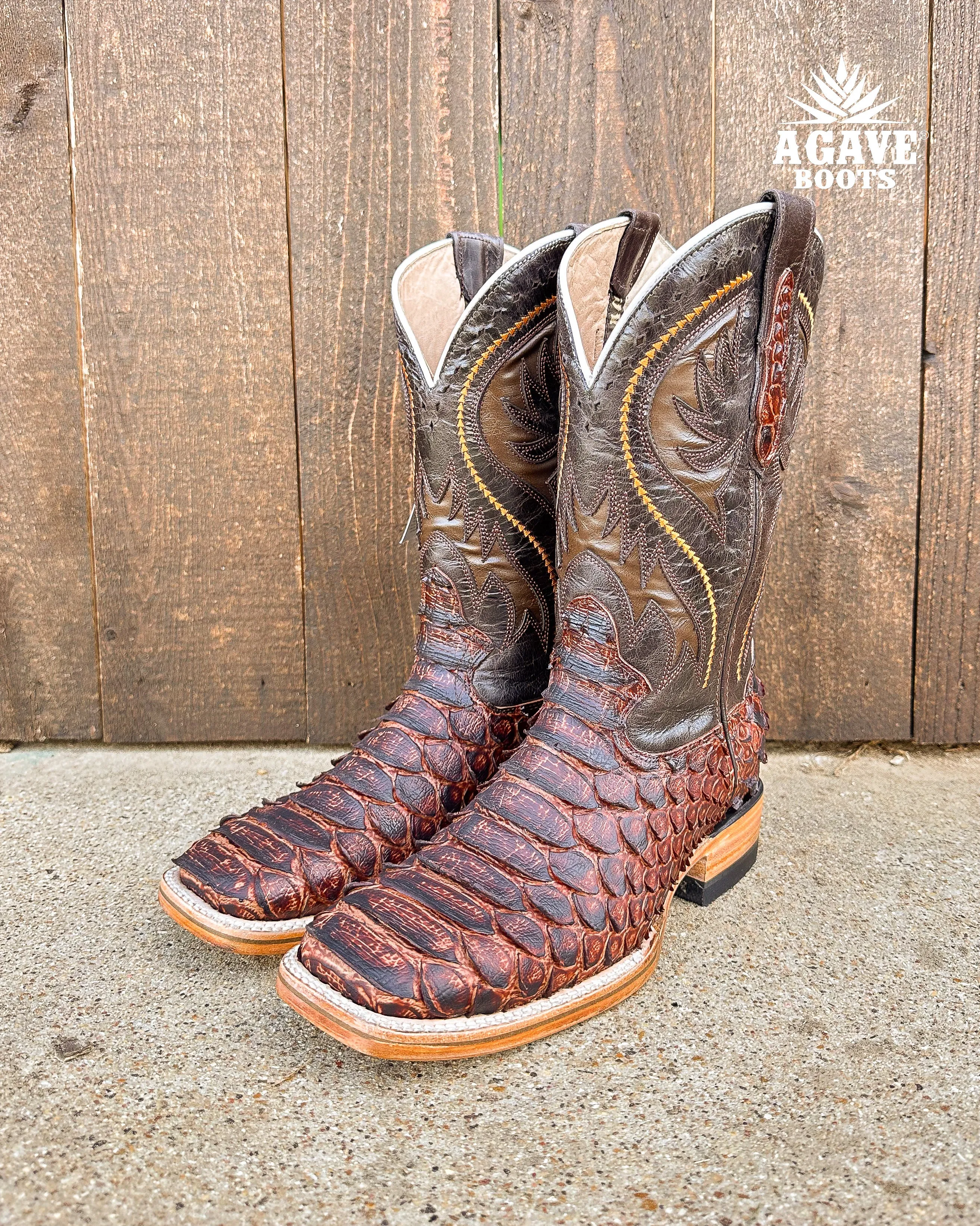 PYTHON COGNAC  | MEN SQUARE TOE WESTERN COWBOY BOOTS