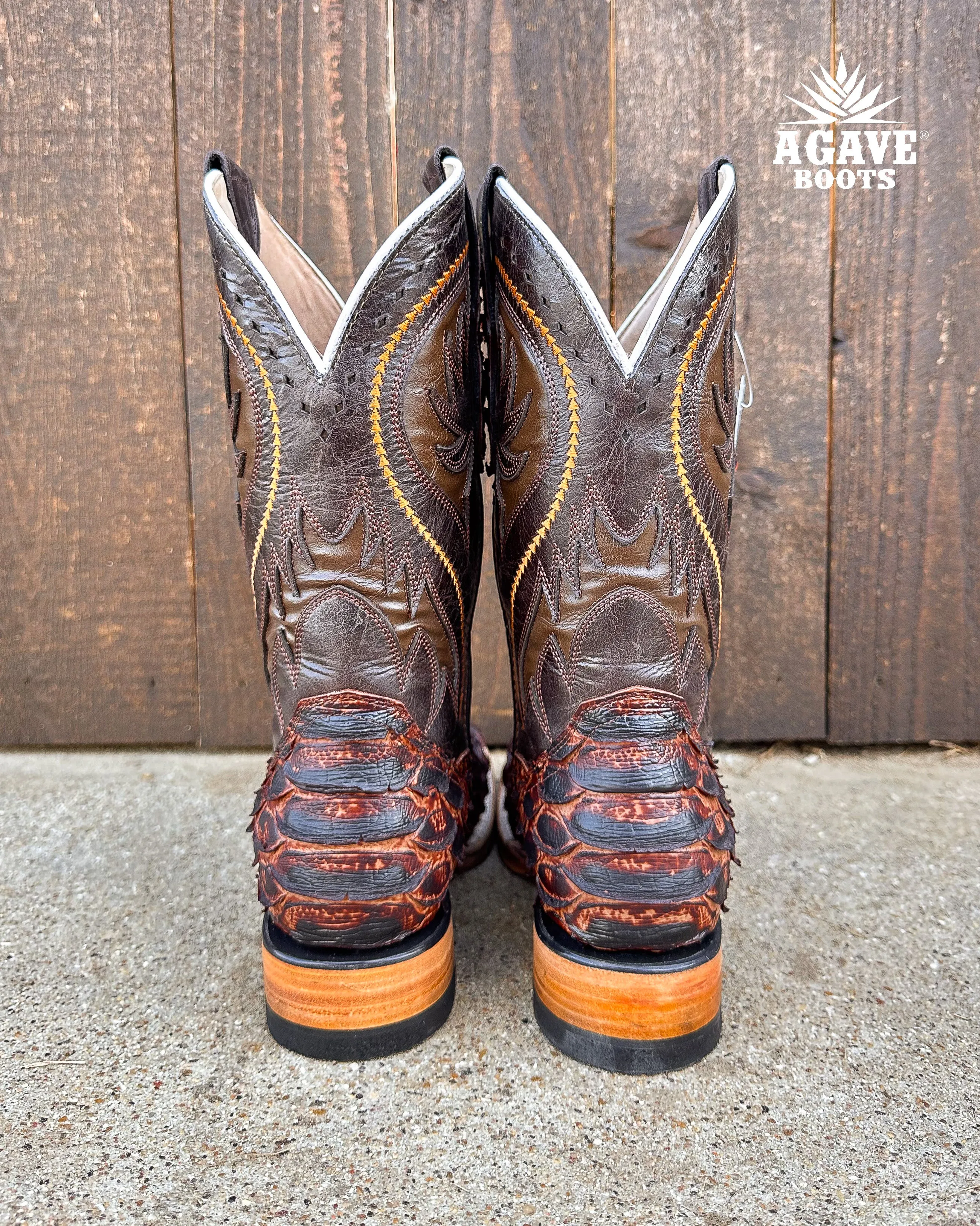 PYTHON COGNAC  | MEN SQUARE TOE WESTERN COWBOY BOOTS