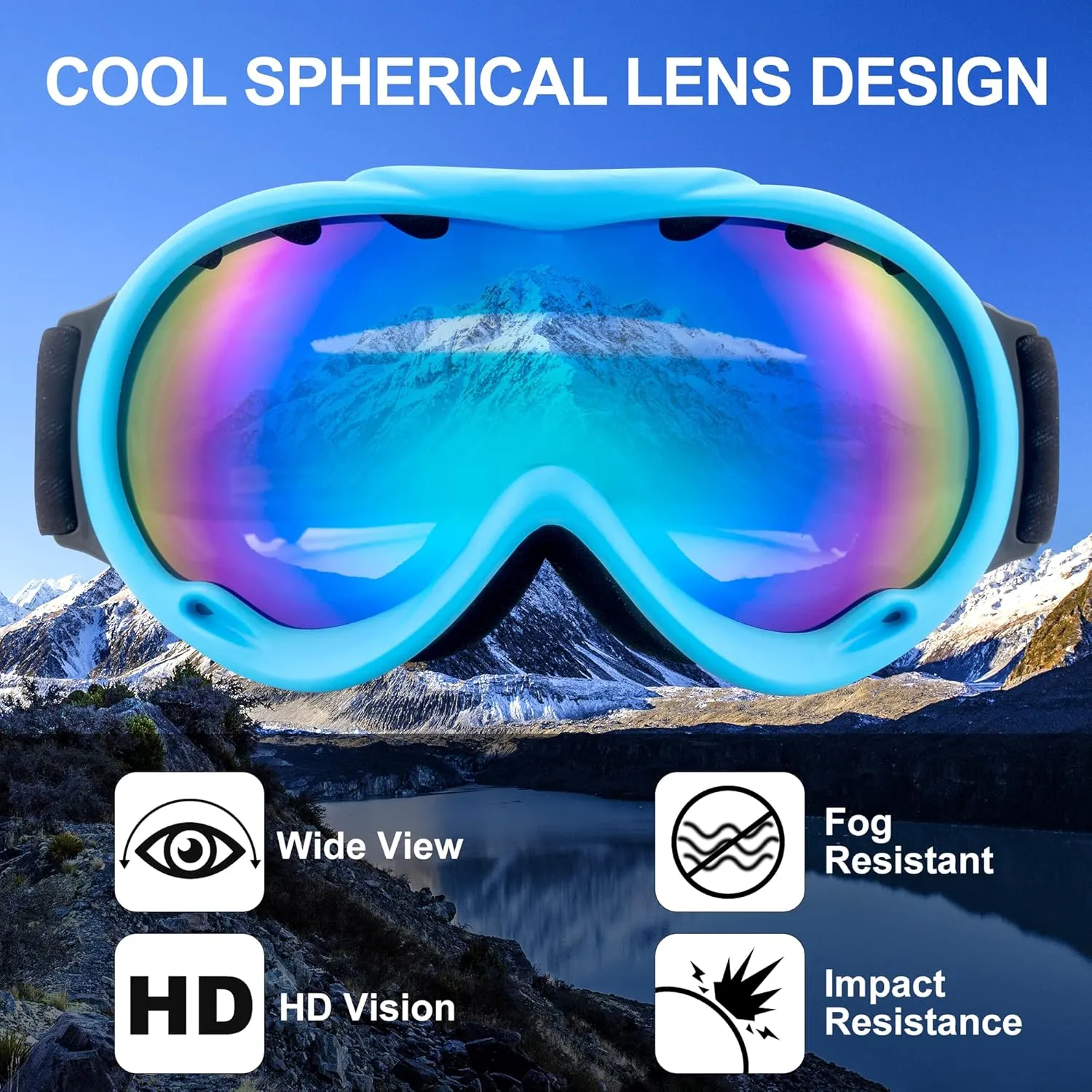 RABIGALA Ski Goggles Snow/Snowboard Goggles for Men Women Adult Youth Snowmobile Skiing Skating - 100% UV Protection Anti-fog
