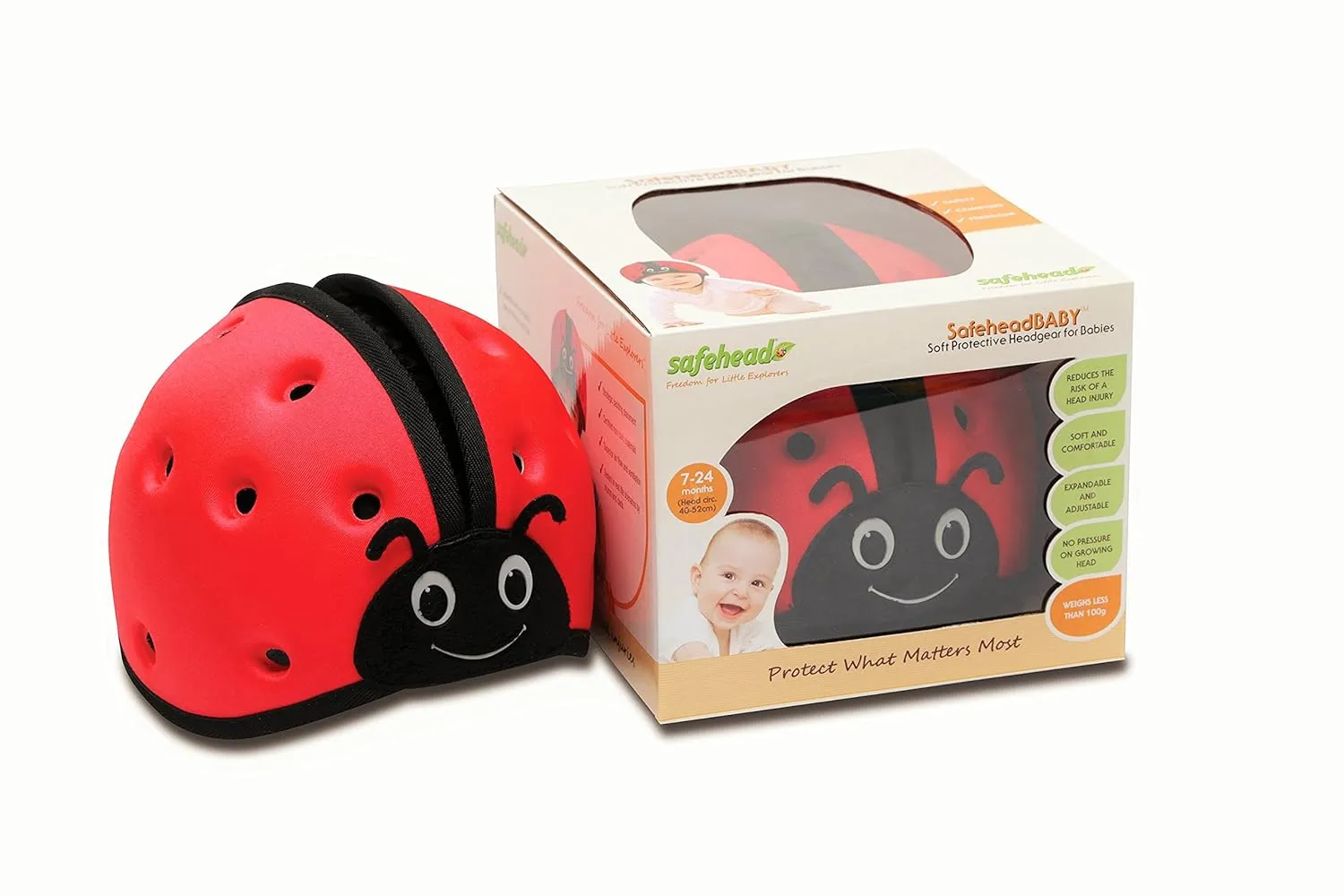 SafeheadBABY Award-Winning Infant Safety Helmet Baby Helmet for Crawling Walking Ultra-Lightweight Baby Head Protector Expandable and Breathable Toddler Head Protection Helmets - Tiger Orange