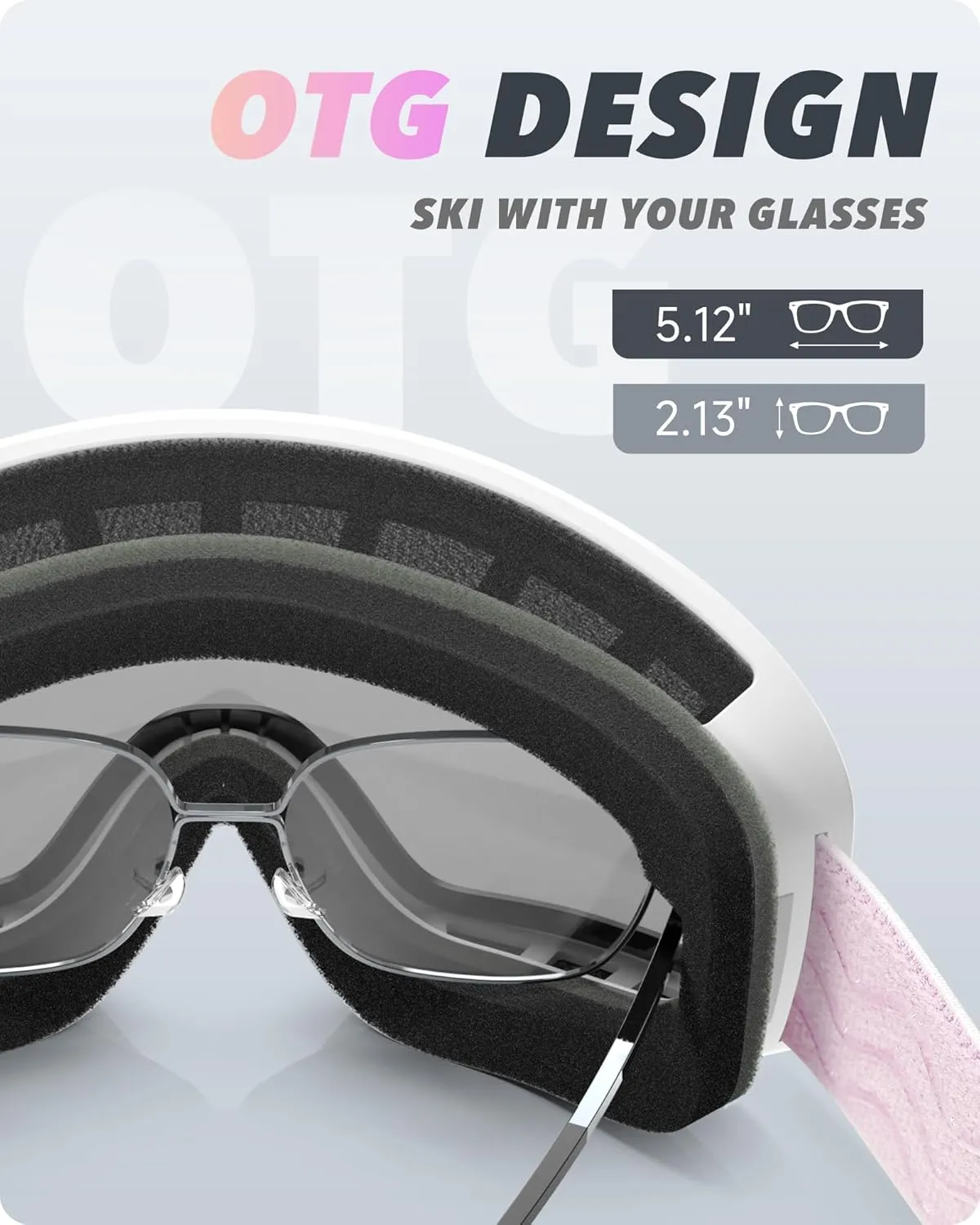 Ski/Snowboard Goggles for Men Women, OTG Snow Goggles Anti Fog 100% UV Protection Snowboarding Goggles
