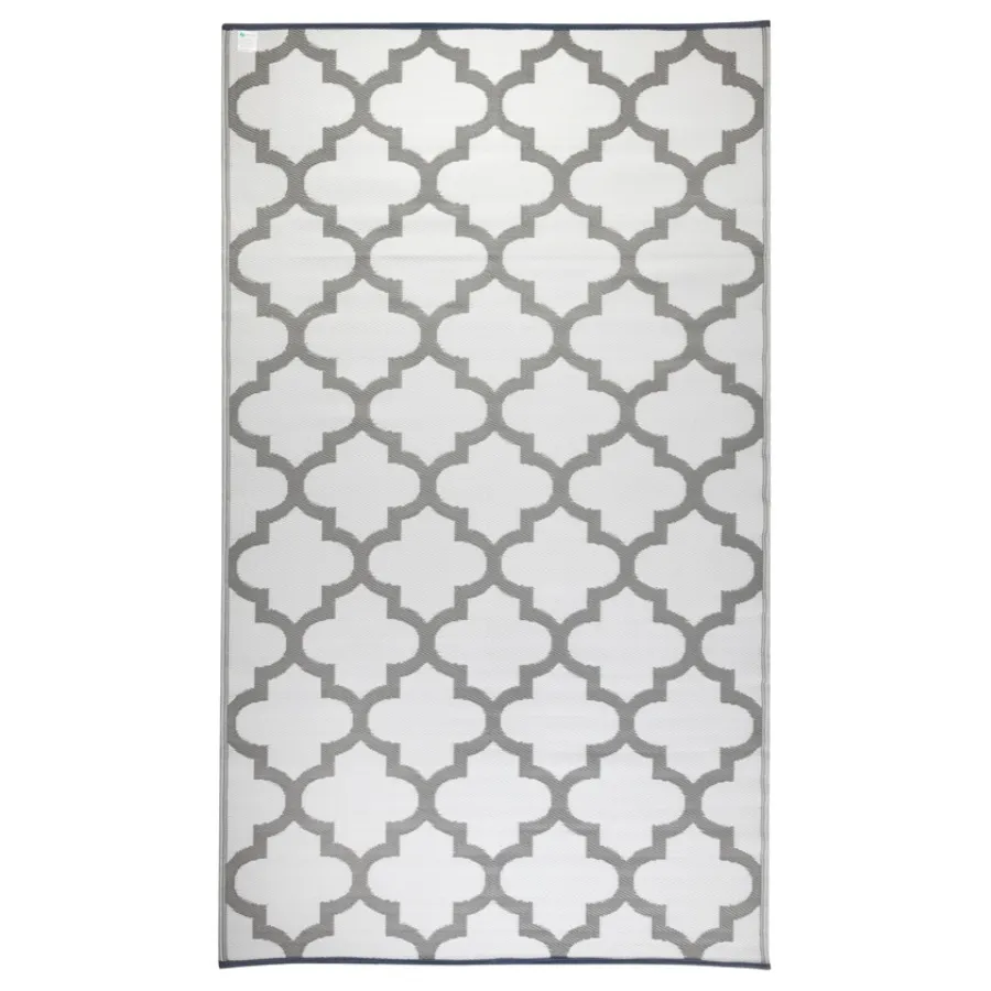 Tangier Grey and White Trellis Recycled Plastic Large Rug