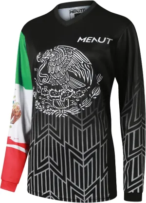 Women Mountain Bike Shirts Long Sleeve Mexico MTB Off-Road Motocross Jersey Quick Dry&Moisture-Wicking