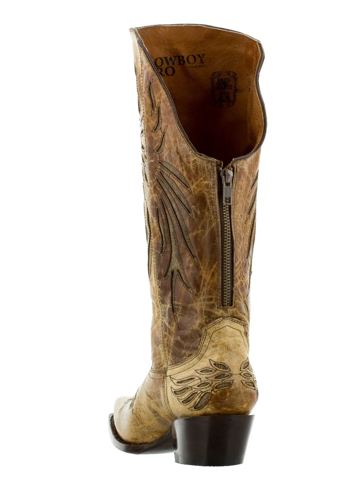 Womens Cruz Fuego Sand Leather Cowboy Boots Zipper - Snip Toe
