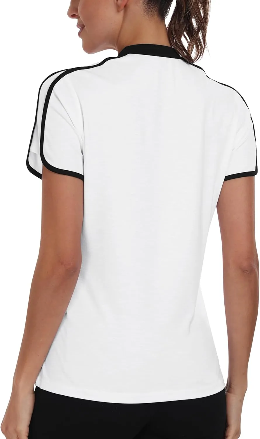 Womens Golf Polo V Neck Shirt Elastic Breathable Moisture Wicking Sports Workout Tops for Tennis Casual