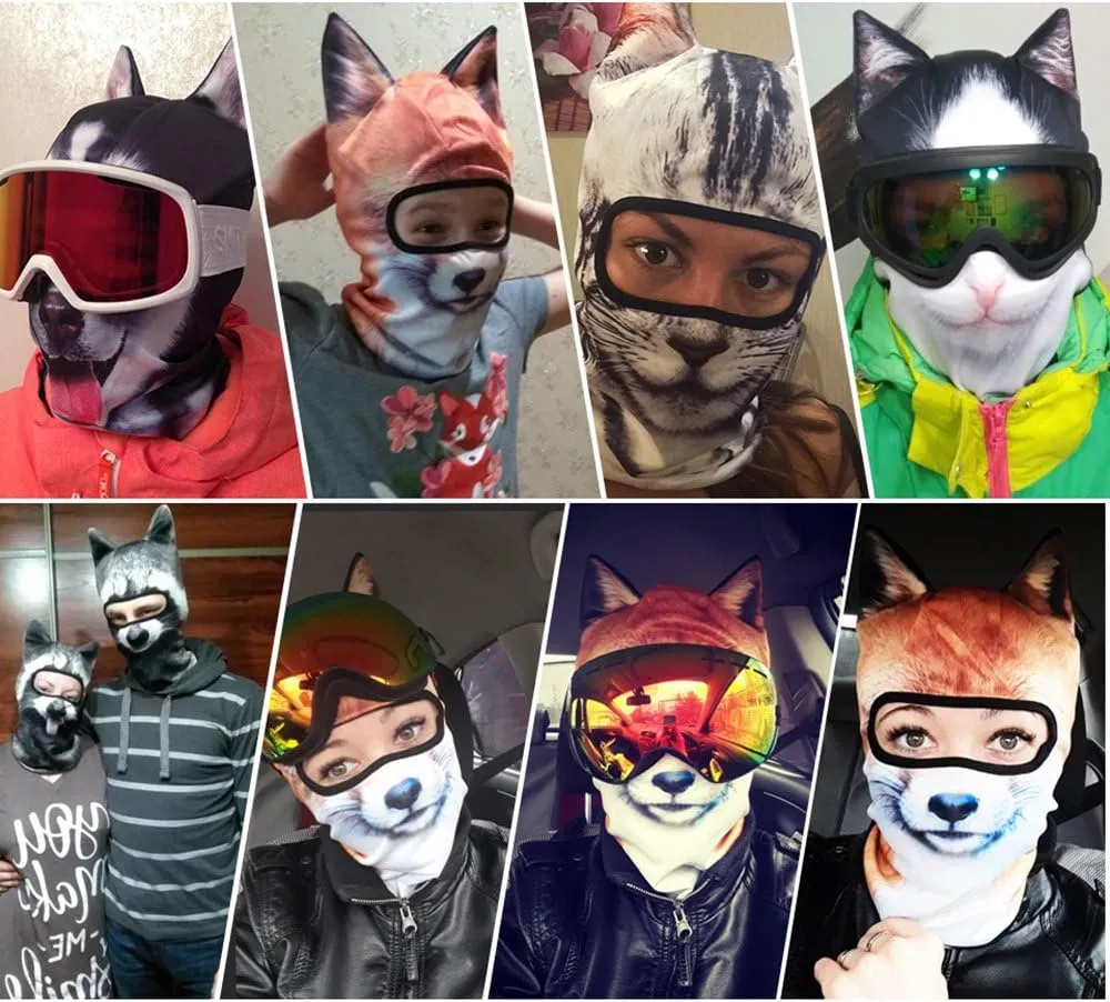 WTACTFUL 3D Stand Ears Animal Balaclava Face Mask for Music Festivals, Raves, Ski, Halloween, Party Outdoor Activities