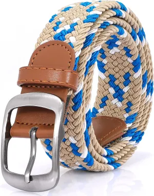 XZQTIVE Braided Belt Stretch Belt for Men and Women Multicolored Woven Golf Belt Elastic Jean Belts