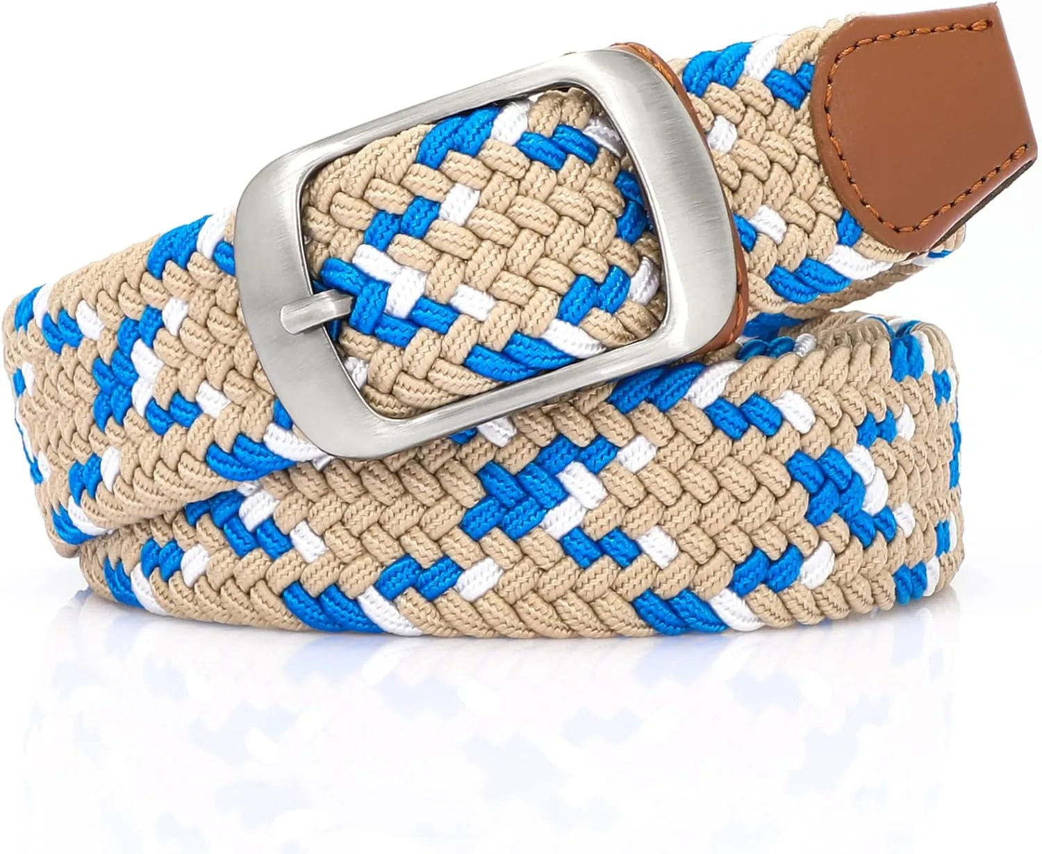 XZQTIVE Braided Belt Stretch Belt for Men and Women Multicolored Woven Golf Belt Elastic Jean Belts